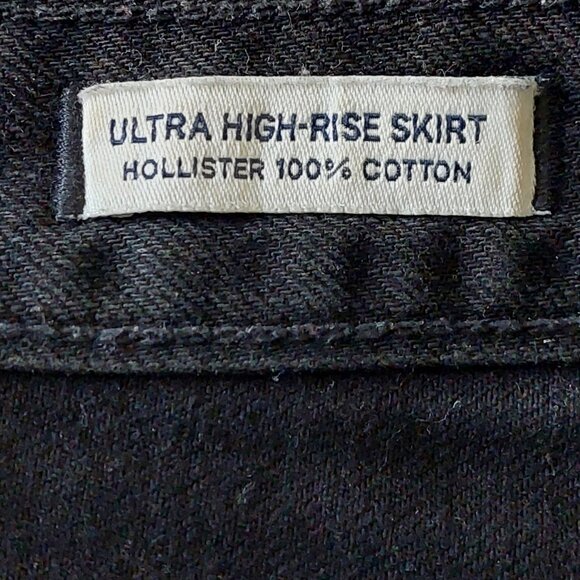 Hollister Black Denim Ultra High-Rise Midi-Skirt Junior's Size 11 - Picture 6 of 7